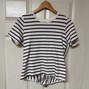 Mod Ref Striped Short Sleeve Tie Back Top